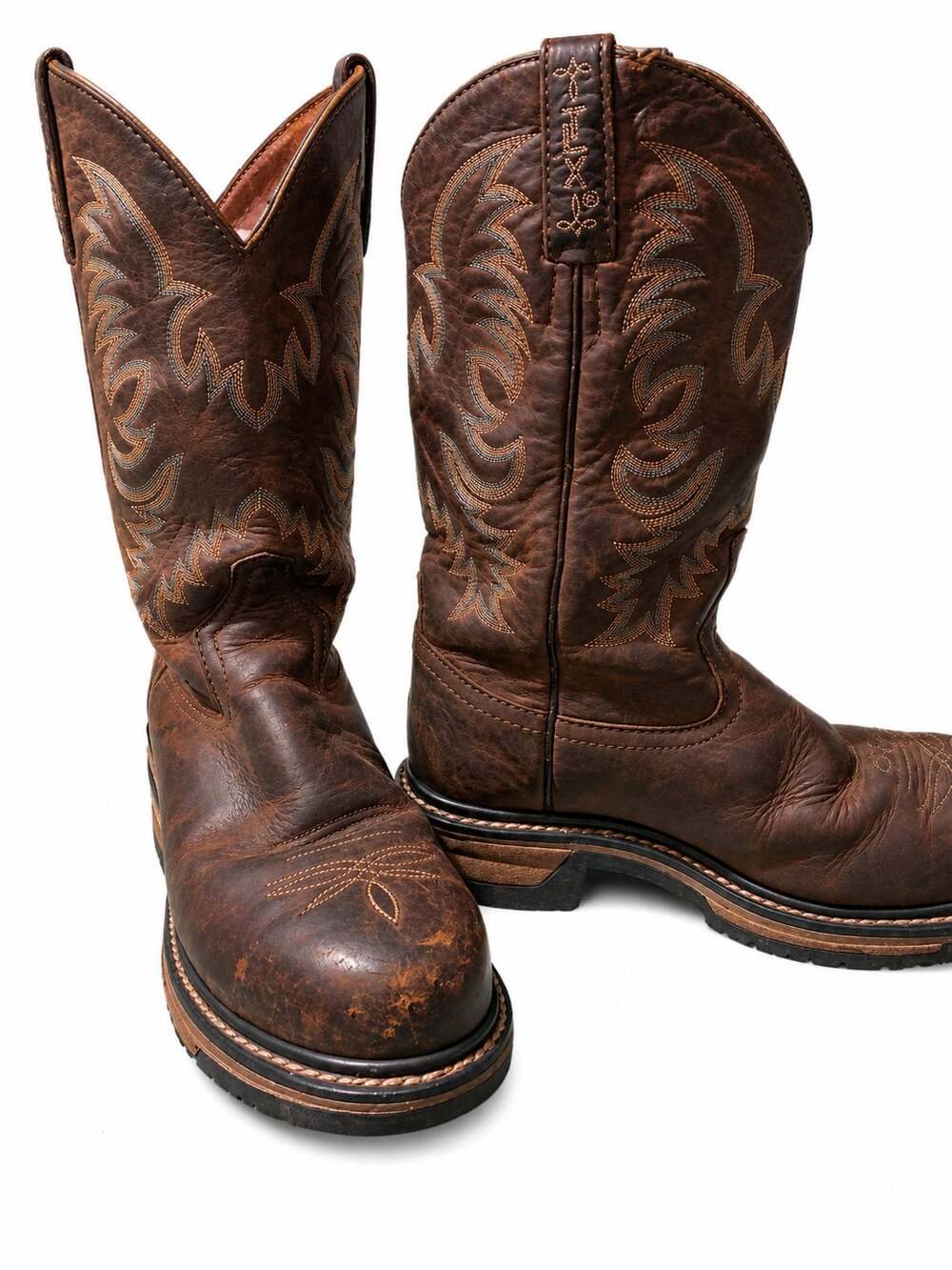 Tony Lama TLX Western Work Boots Brown Leather Oil Resisting